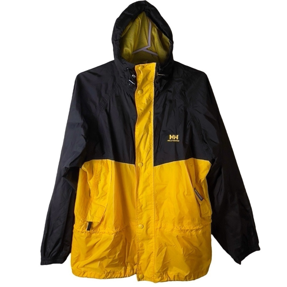 Vintage 90s Helly Hansen Windbreaker Jacket Yellow Black